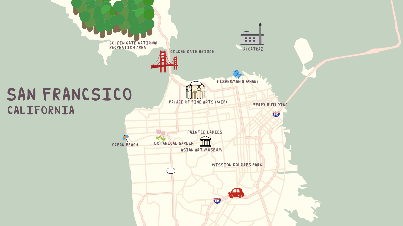 Illustrated map of San Francisco